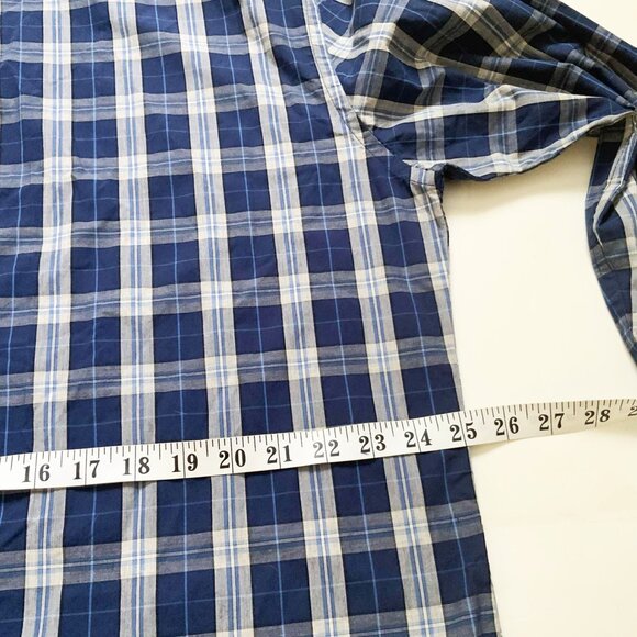 ST. John’s Bay 100% Cotton Blue & White Plaid Classic Fit XL Button-Down Shirt - Picture 7 of 15